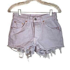 Levi’s women’s 501 Lilac cut off jean shorts size 26 button fly frayed hem